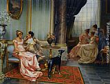 Famous Figures Paintings - Interior with Elegant Figures